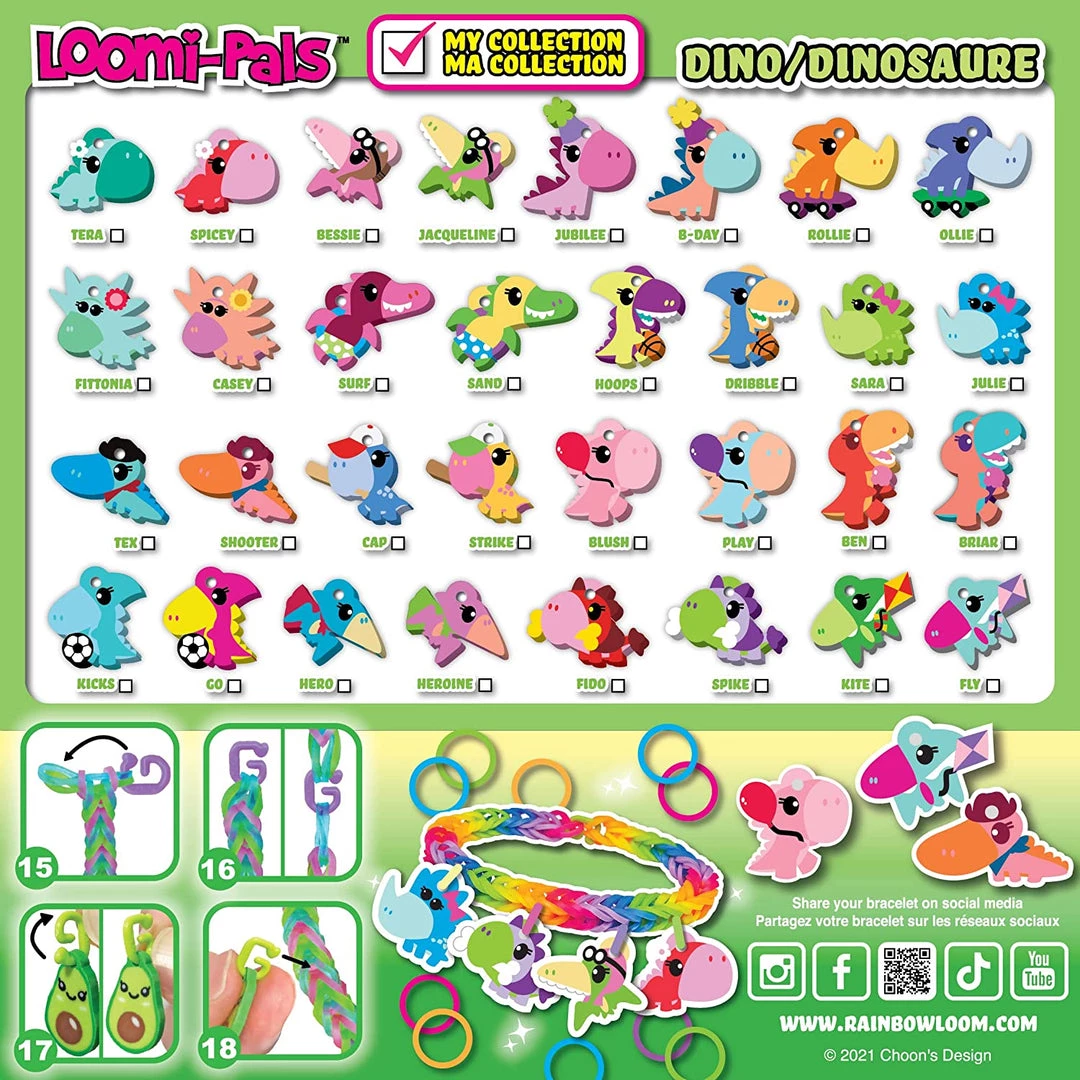 Choon's Design LLC Loomi-Pals Charm Bracelet Kit – Dino 4 Choon's Design LLC Loomi-Pals Charm Bracelet Kit – Dino