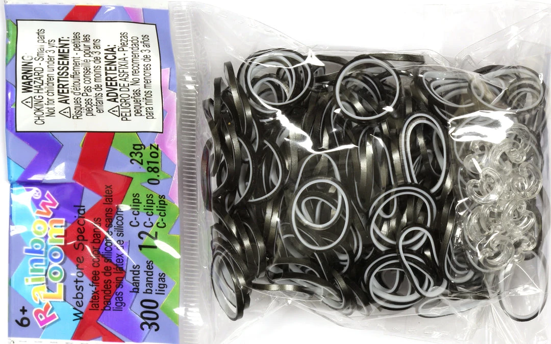 Rainbow Loom USA Webstore RL Band (Pearl 300) Black & White Rainbow Loom Rubber Bands 1 Rainbow Loom USA Webstore RL Band (Pearl 300) Black & White Rainbow Loom Rubber Bands
