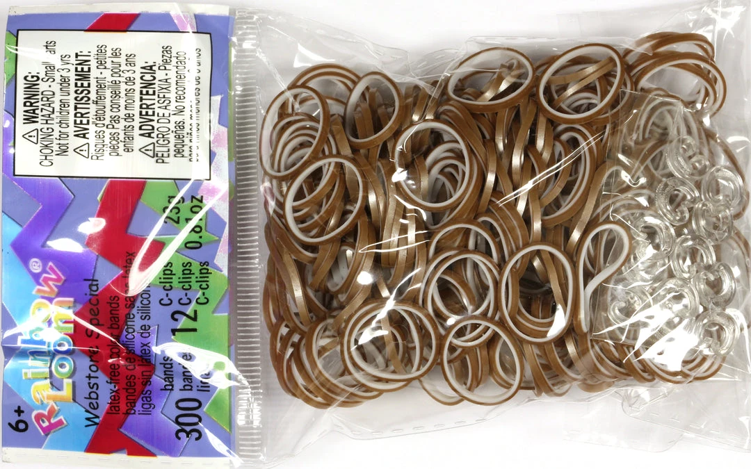 Rainbow Loom USA Webstore Rainbow Loom Rubber Bands RL Band (Pearl 300) Brown & White 1 Rainbow Loom USA Webstore Rainbow Loom Rubber Bands RL Band (Pearl 300) Brown & White