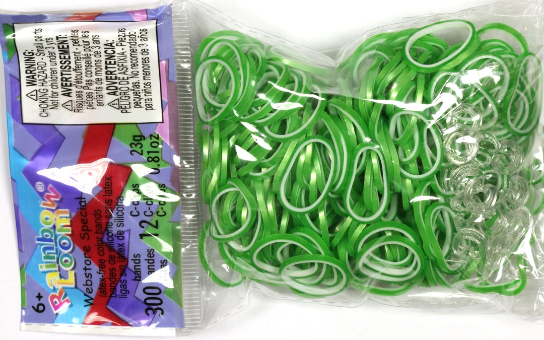 Rainbow Loom USA Webstore RL Band (Pearl 300) Dark Green & White Rainbow Loom Rubber Bands 1 Rainbow Loom USA Webstore RL Band (Pearl 300) Dark Green & White Rainbow Loom Rubber Bands