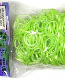 Rainbow Loom USA Webstore RL Band (Pearl 300) Neon Lime Green & White