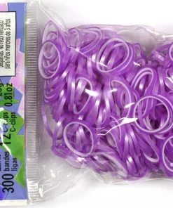 Rainbow Loom USA Webstore RL Band (Pearl 300) Purple & White