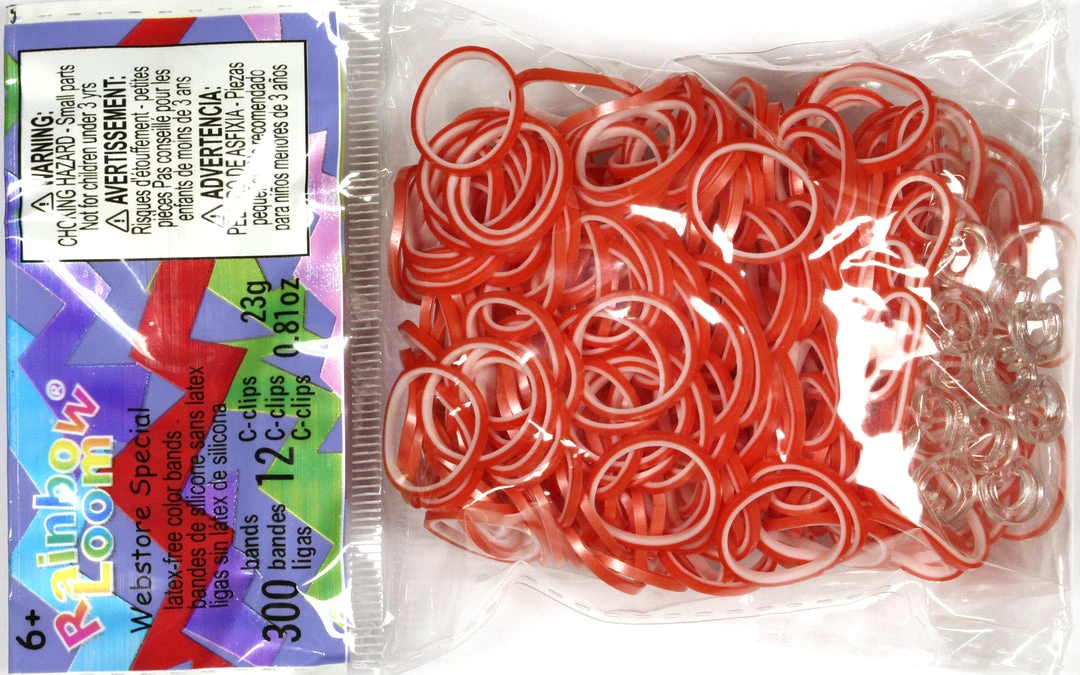 Rainbow Loom USA Webstore RL Band (Pearl 300) Red & White 1 Rainbow Loom USA Webstore RL Band (Pearl 300) Red & White