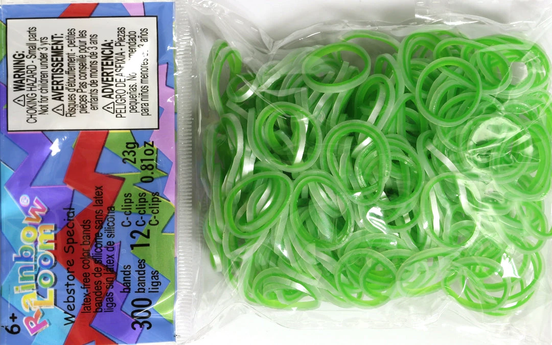 Rainbow Loom USA Webstore Rainbow Loom Rubber Bands RL Band (Silk 300) Pearl & Neon Green 1 Rainbow Loom USA Webstore Rainbow Loom Rubber Bands RL Band (Silk 300) Pearl & Neon Green
